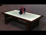 Wooden table with Inlaid color-changing LumaPex-White